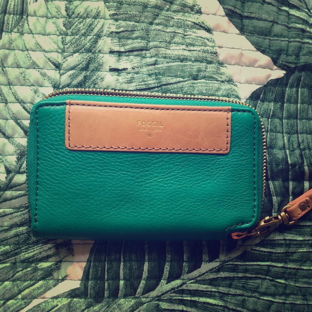Classic Green Fossil Wristlet